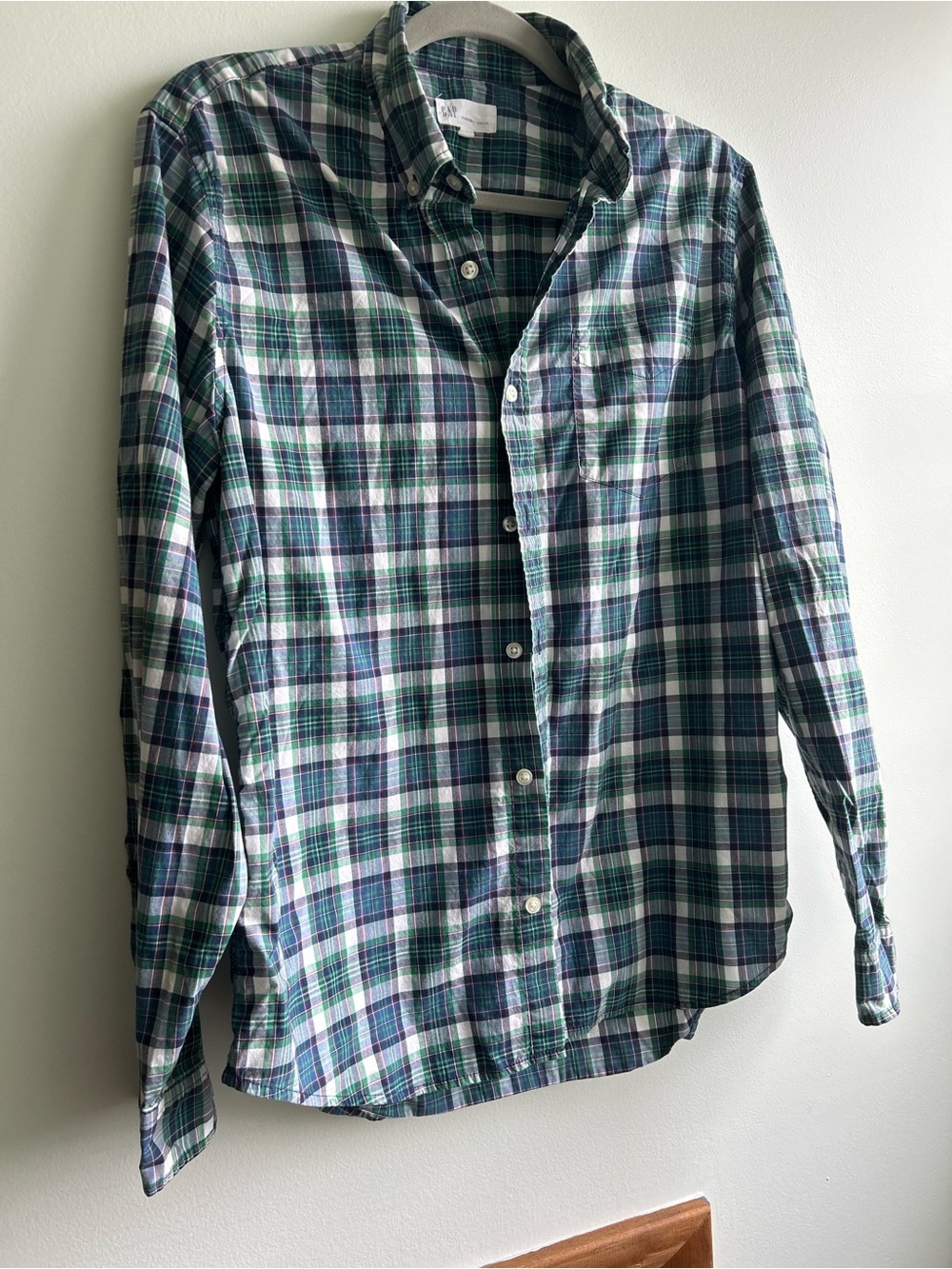 GAP Green & Blue Plaid Button-Down Shirt